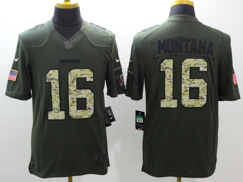 Men's San Francisco 49ers Joe Montana #16 Army Green Jersey